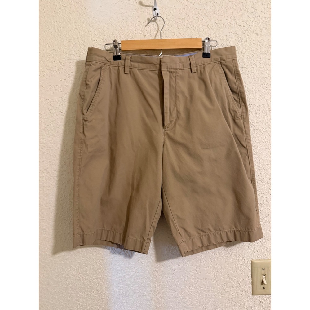 J.Crew Mens 14054 Khaki Tan‎ Cotton Chino Shorts Size 33 Flat Front Regular Fit
